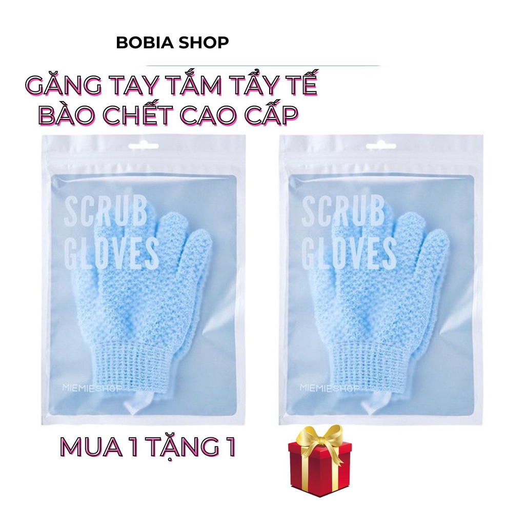 Găng tay tẩy tế bào chết cao cấp Bobia với 3 lớp dày dặn, tiện dụng, sáng da