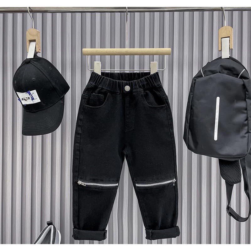 Quần kaki sớ jeans form skinny có khóa gối sành điệu cho bé trai (10-43kg) SHOP YOIMEE KIDS