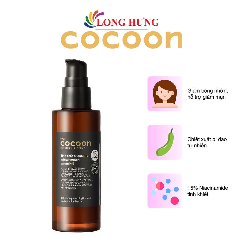 Tinh chất bí đao Cocoon N15  hỗ trợ giảm bóng nhờn và mụn