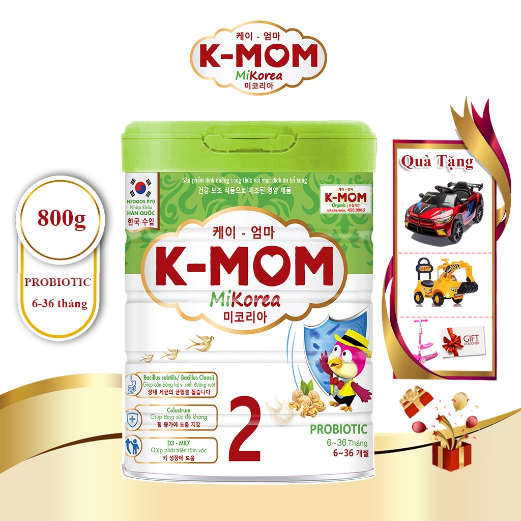 Sữa Bột Hỗ Trợ Trẻ Thấp Còi Suy Dinh dưỡng, Giúp Trẻ Ăn Ngon Miệng,Tăng Cân Khoỏe Mạnh K-MOM PROBIOTIC 800g