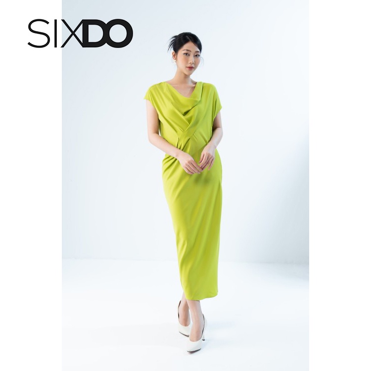 Đầm lụa midi màu xanh lá mạ freesize SIXDO (Cyan Midi Silk Dress)