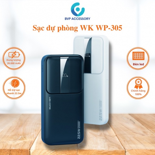 Pin Dự Phòng Sạc Nhanh 22.5W Wekome WP-301 10.000mAh ( hổ trợ màn hình Led hiển thị )