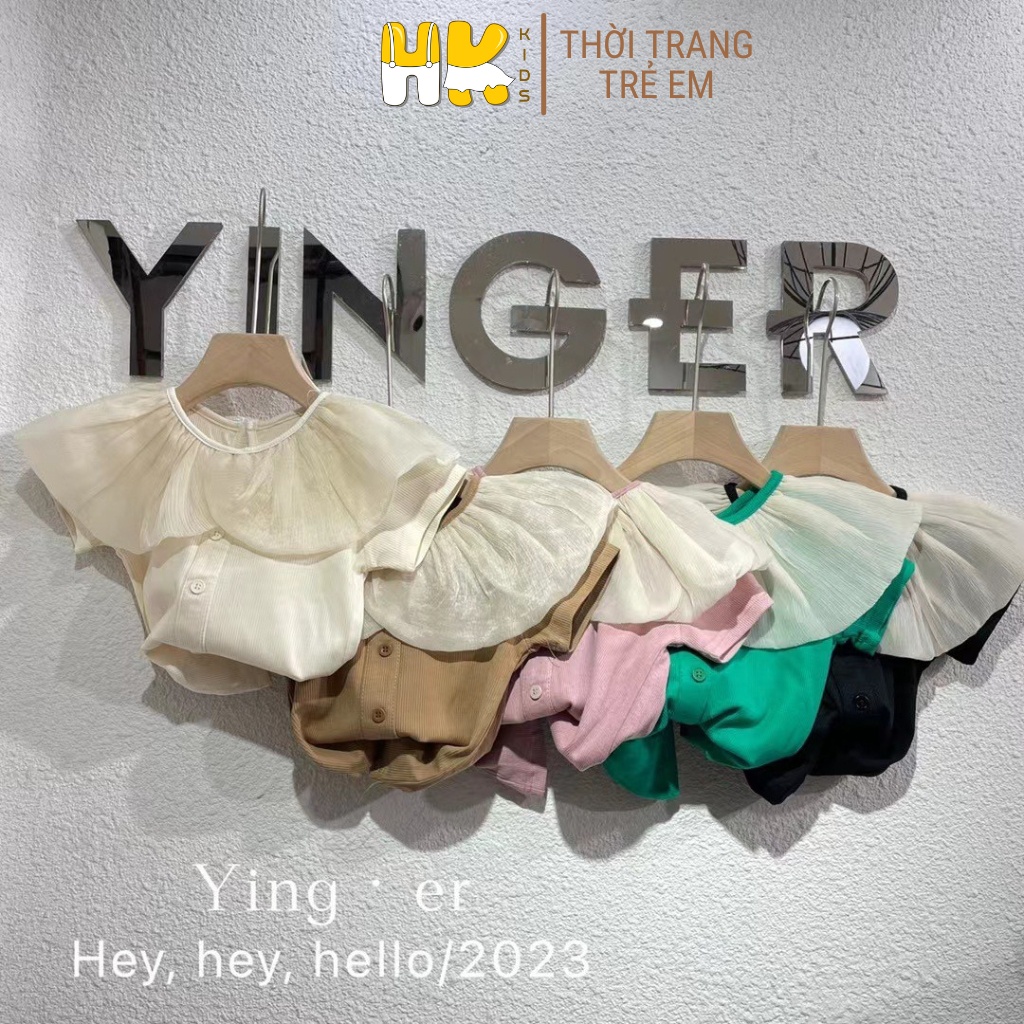 Áo thun cộc tay cổ bèo HK KIDS cho bé gái tay ngắn thời trang mùa hè chất cotton size từ 3 - 7 tuổi (mã Yinger)