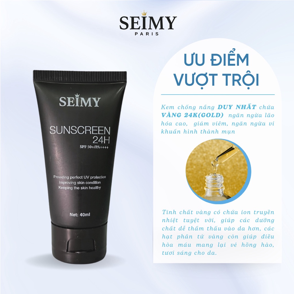 Kem chống nắng dưỡng da dưỡng trắng Seimy - Sunscreen 24h 40ml