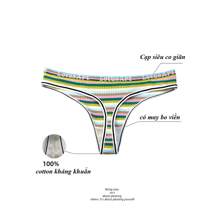 .Quần Lót Nữ Cotton  Tăm Lọt Khe Chữ  Cạp Chữ Họa Tiết Sắc Màu Quyến Rũ  Mã 502