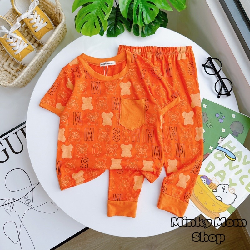 Bộ TAY NGẮN QUẦN DÀI Sọc Visco Minkymom Cho Bé Trai Bé Gái (8-28kg) - Minkymomshop Ms059