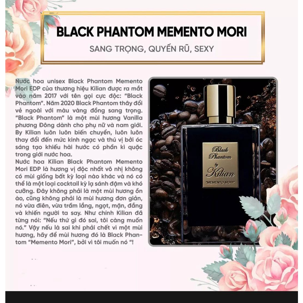 (AUTHENTIC) Nước hoa Cao Cấp Kilian Black Phantom Memento Mori EDP 50ML