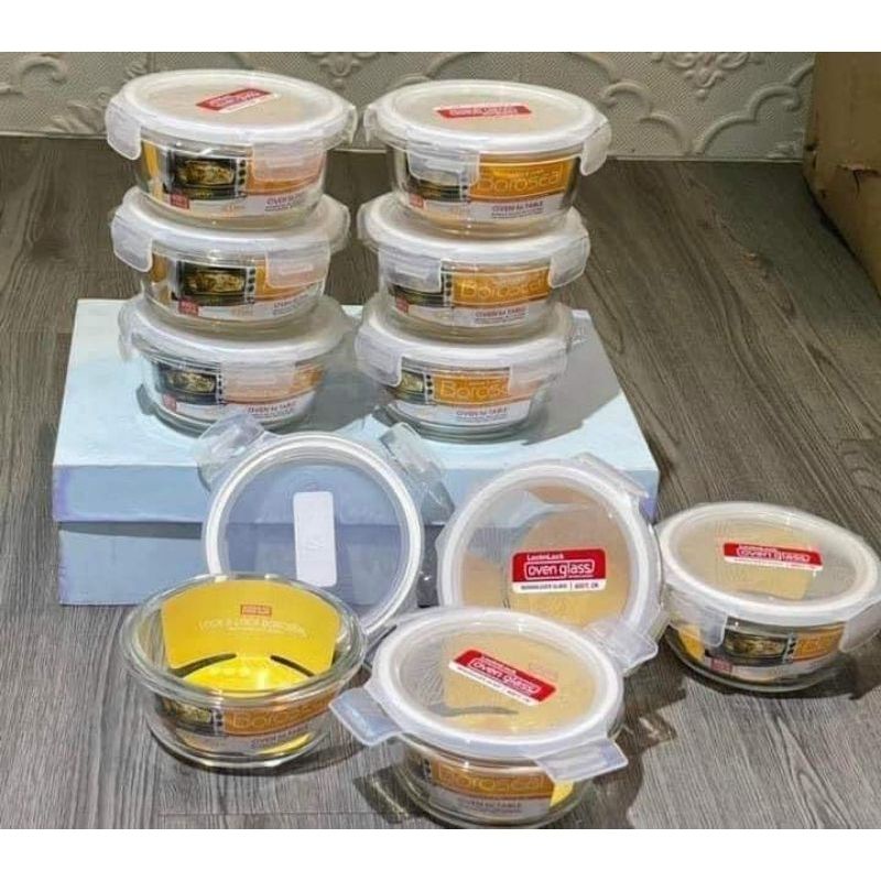 Hũ thủy tinh lock and lock tròn 400ml cao cấp chịu nhiệt 400 độ C