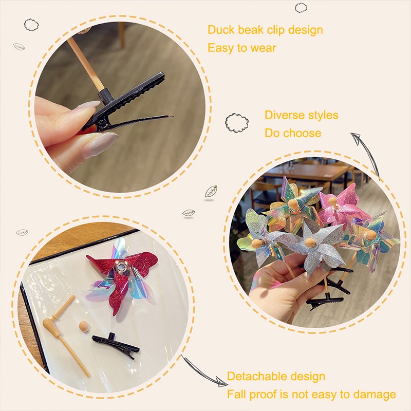 🍓Raspberry🍓 Kẹp Tóc Hình Cối Xay Gió Dễ Thương Dành Cho Bé