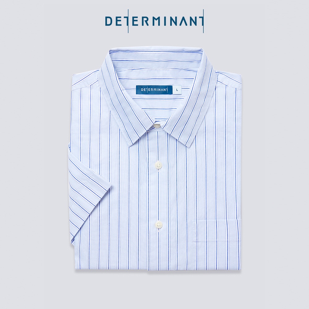 Áo sơ mi nam tay ngắn Oxford Cotton mềm mại thoáng khí thương hiệu Determinant - màu Xanh nhạt phối sọc [CS04]