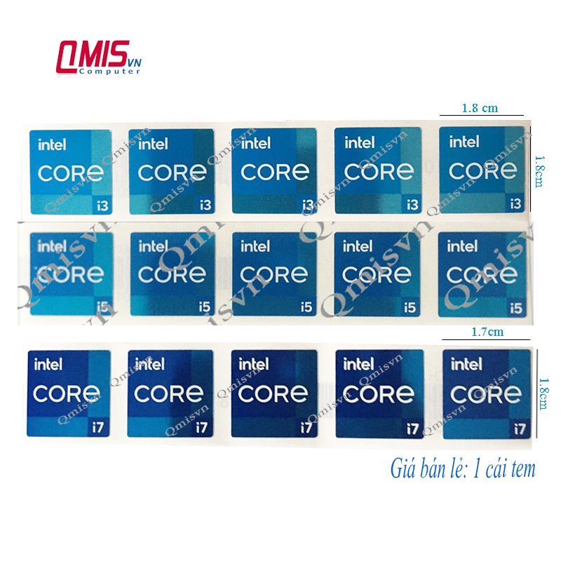 01 CÁI TEM LOGO INTEL CORE I3 I5 I7 I9 Gen 11, Gen 12, Gen 13; Tem Core I thế hệ 11, thế hệ 12, thế hệ 13 -  STICKER