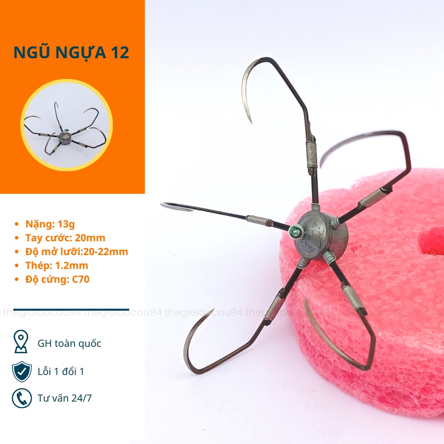 Lưỡi câu cá ngũ chân chì ngũ tỳ chất lượng tốt, lưỡi câu ngũ bềnh kích cỡ 10, 12 câu cá sông siêu nhạy