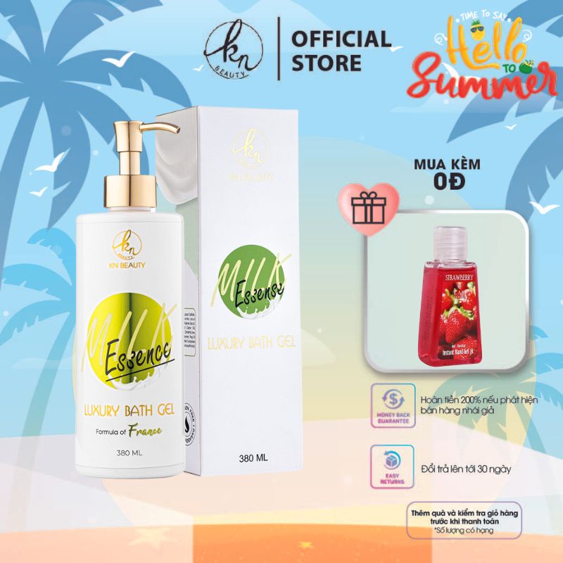Sữa tắm tinh chất Sữa &amp; Dầu Ô liu KN Beauty – Luxury Bath Gel MILK essence 380ml