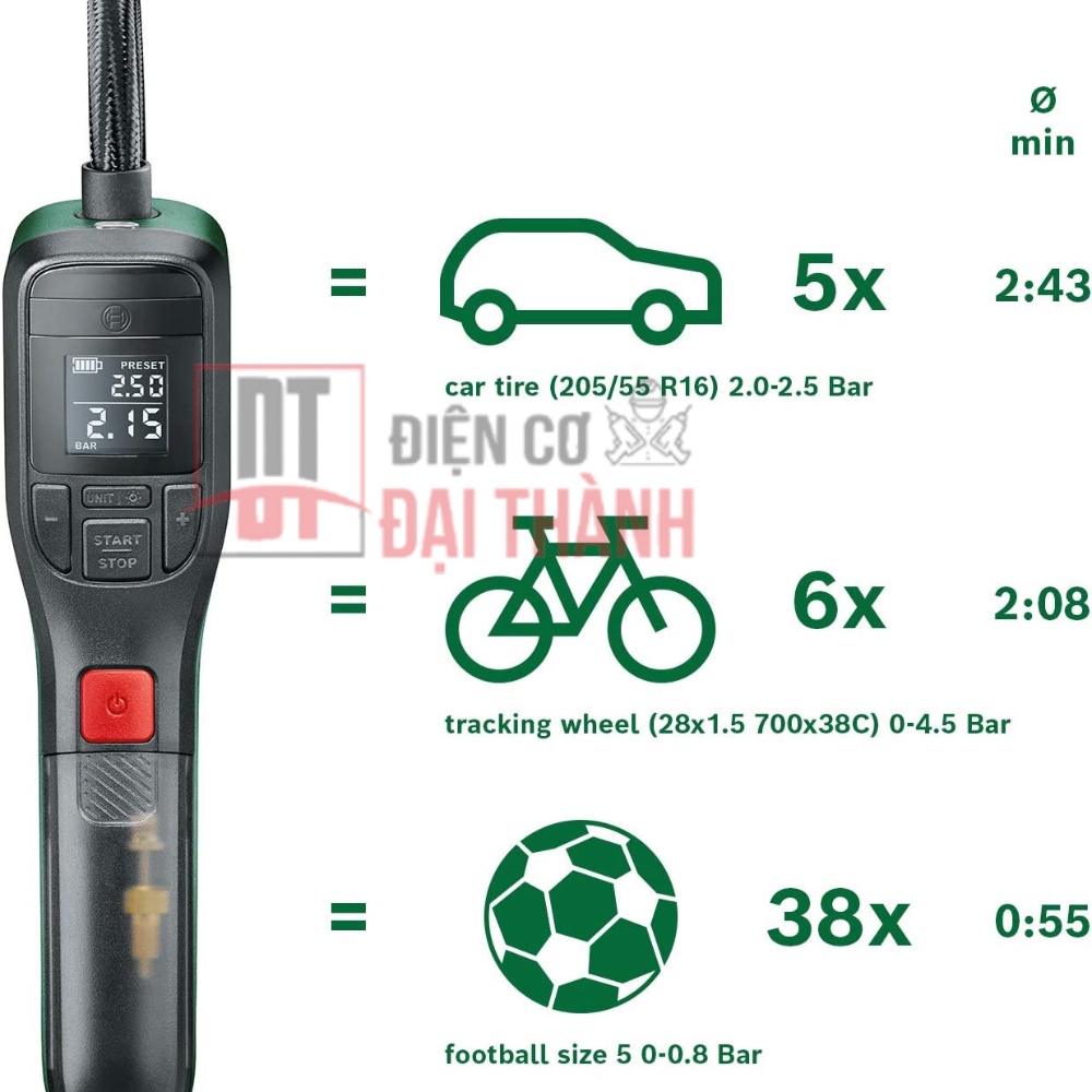 Máy bơm hơi mini dùng pin Bosch EasyPump - 0603947080