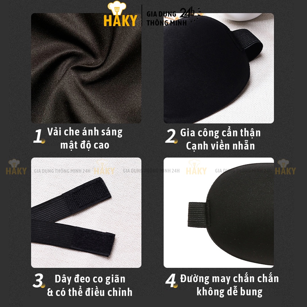 Bịt mắt ngủ 3D thoáng khí, mềm mại, thư giãn mắt, chống chói mắt khi ngủ trưa văn phòng, trên ô tô, du lịch HAKY030