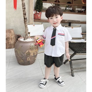 Bộ Sơ Mi Cà Vạt Phối Kẻ Cá Tính