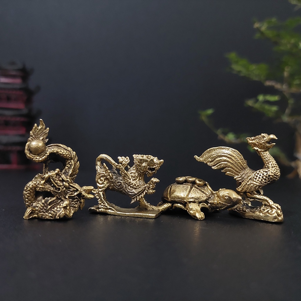 A612 - Tượng Đồng Thái tứ linh Long , Lân ,Quy ,Phụng Phong THủy AN KỲ