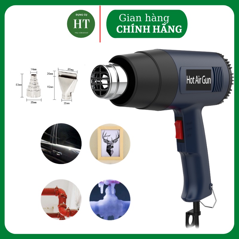 Máy khò nhiệt  2000w CHÍNH HÃNG Công Ty, khò hơi nóng cầm tay mini, bọc màng co giỏ quà tết, dán decal ô tô xe máy