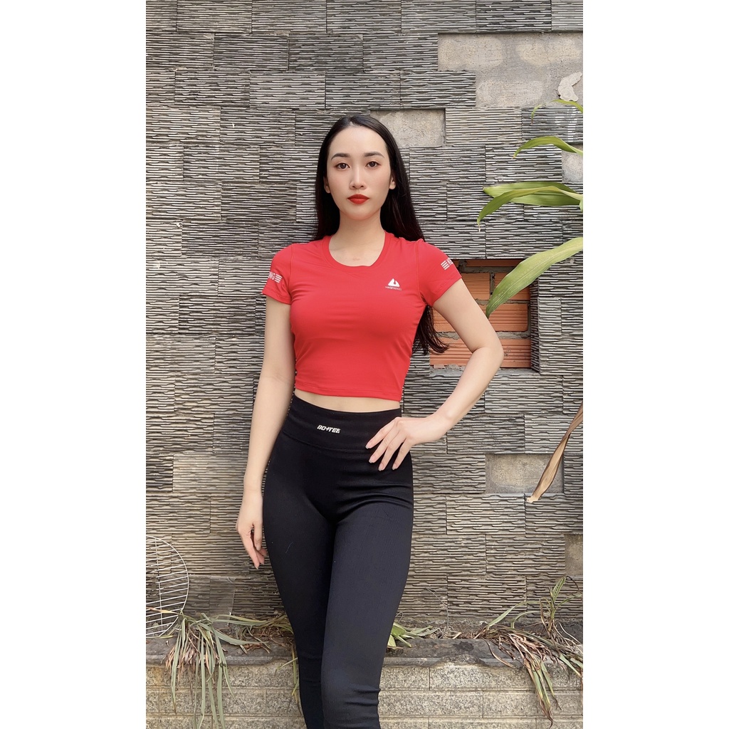 {free ship } áo crop top nữ keep going bên tay tập thể thao _{42kg - 63kg}