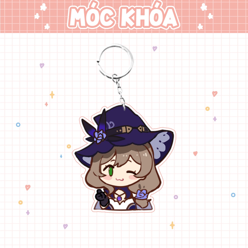 Móc khóa mô hình standee đứng để bàn Lisa Genshin Impact đáng yêu chibi trang trí quà tặng