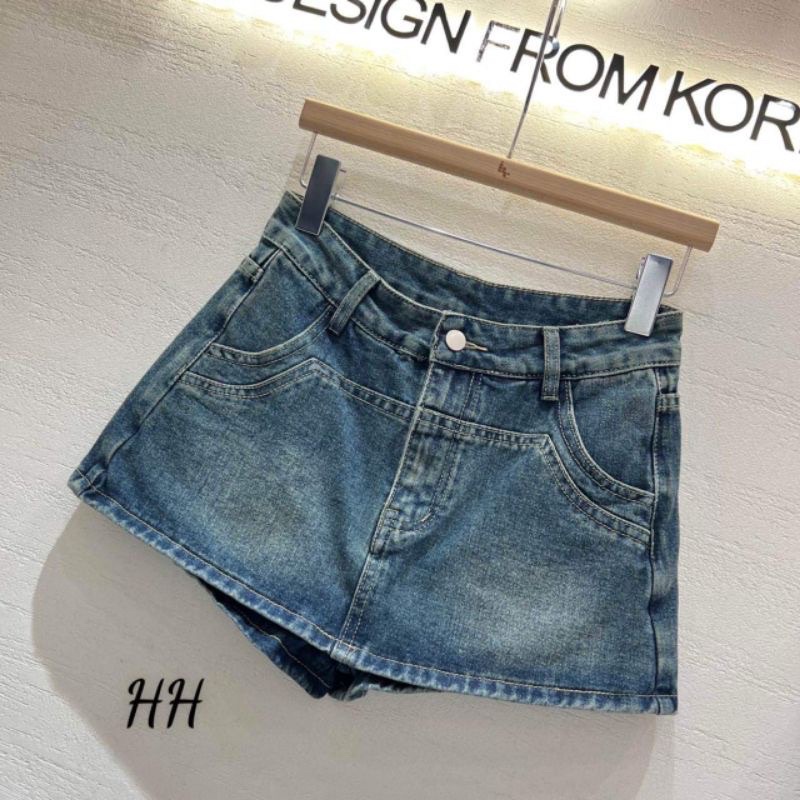 Quần giả váy JEANS trơn dáng ngắn siêu xinh hàng QC loại 1 kèm ảnh cận chất - hàng có sẵn