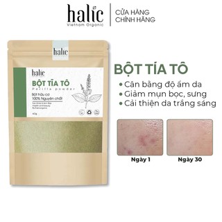 Bột Lá Tía Tô nguyên chất Halic Organic 40G đắp mặt nạ giảm mụn, mờ thâm, sáng da hiệu quả