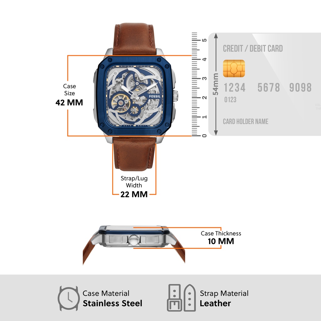 Đồng hồ nam Fossil INSCRIPTION ME3202 dây da - màu nâu