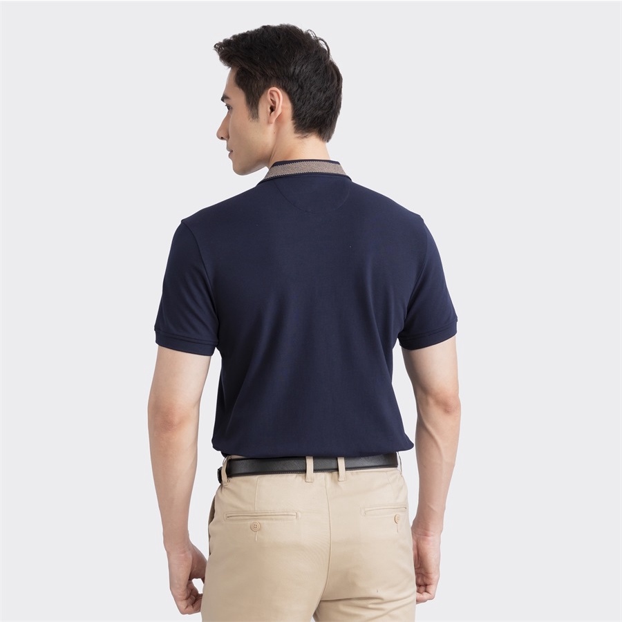 Áo thun polo nam Aristino APS038S3 ngắn tay cổ bẻ dáng slim fit ôm nhẹ màu xanh tím than149 xanh tím than 42 vải cotton