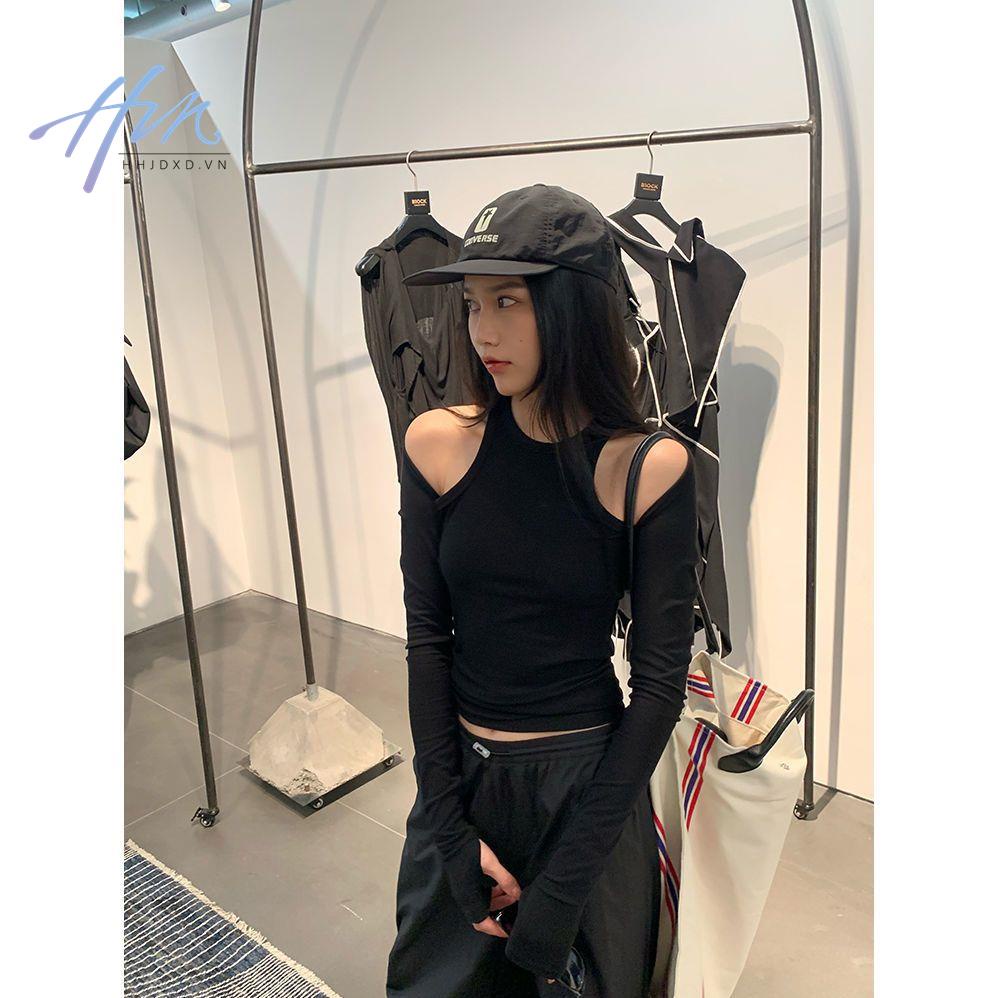 Áo Dệt Kim Ngắn Tay Màu Đen Gợi Cảm Thời Trang Mùa Hè 2022 Cho Nữ