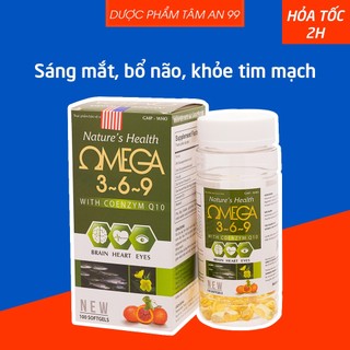 Viên uống nature's health omega 369 giúp bổ não, khỏe tim mạch, mắt sáng - chai 100 viên
