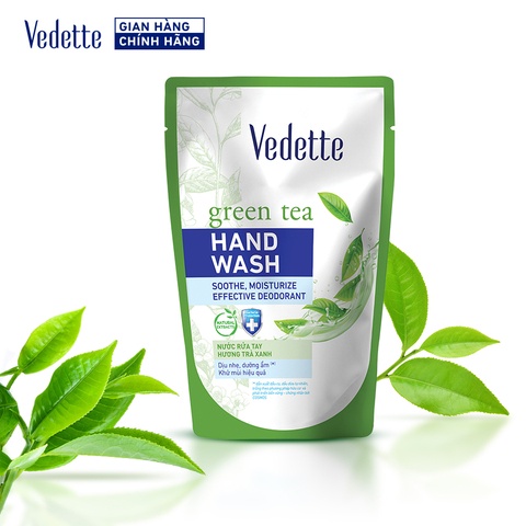 Nước Rửa Tay Trà Xanh 400ml Dạng Túi VEDETTE - KHÁNG KHUẨN VÀ DƯỠNG ẨM