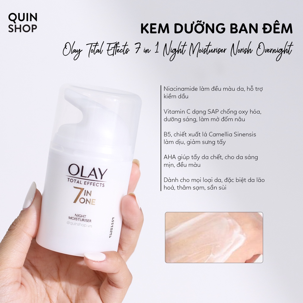 Kem Dưỡng Da Ban Ngày, Ban Đêm Olay Total Effects 7 in 1 Anti-Aging SPF15, Night Firming Moisturizer, Day Moisturiser