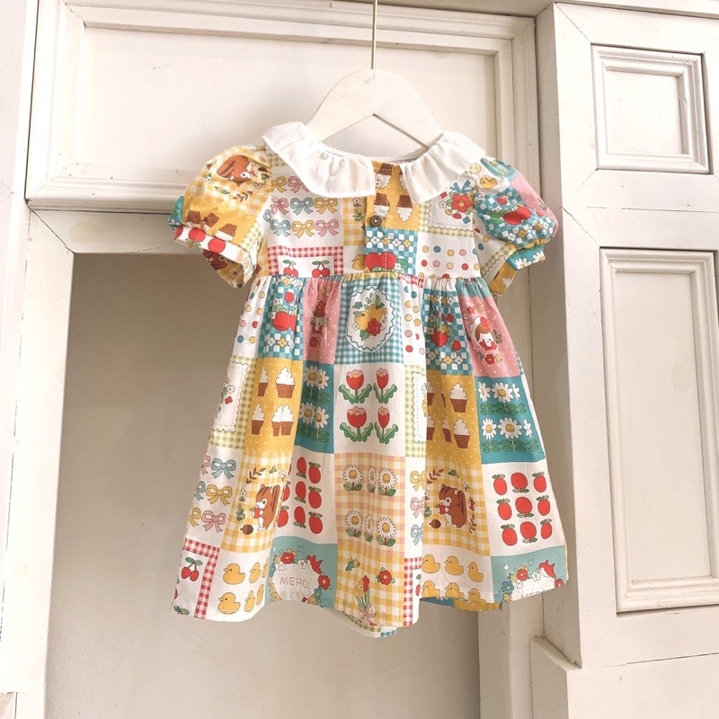 Váy bé gái họa tiết dáng baby doll V1