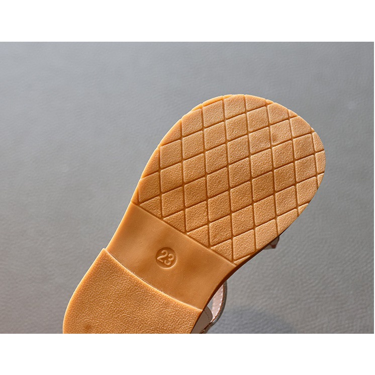 Sandal Búp Bê Cho Bé Gái 2-7 Tuổi Cao Su Quai Dán Hoạ Tiết Nơ Caro Nhỏ Xinh Xắn