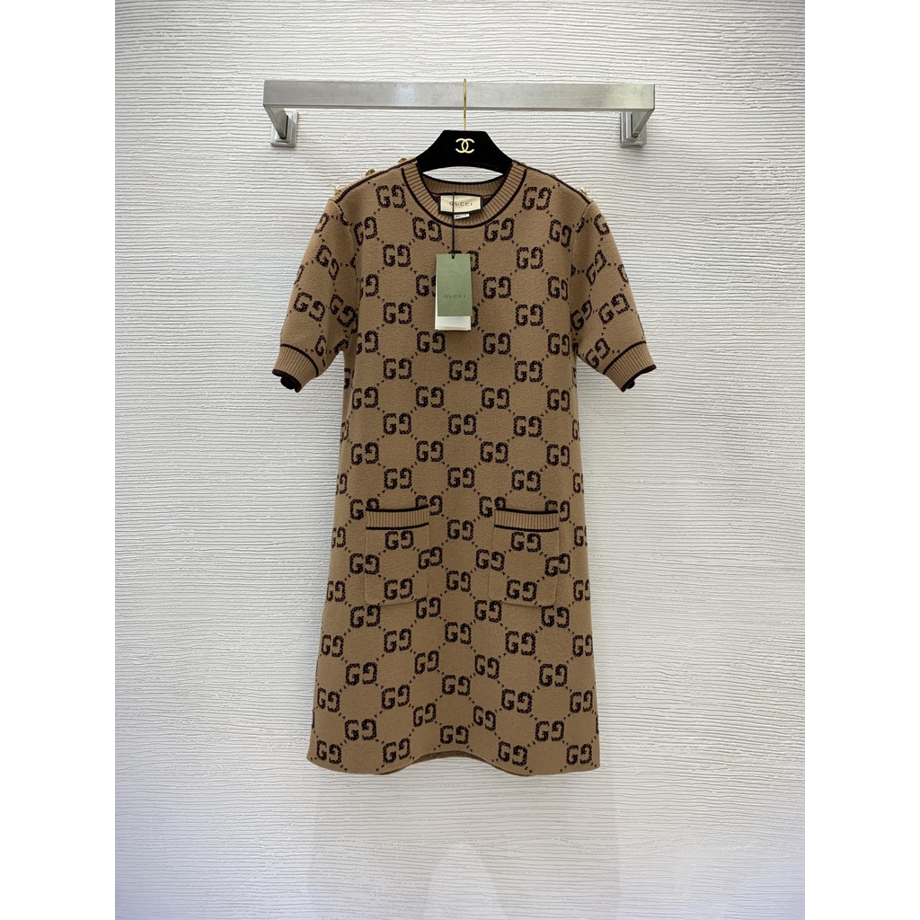 Đầm xuông nữ thời trang cao cấp Gucci GC GG phong cách trưởng thành, quý phái