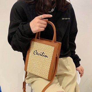 Túi Poly phối da thêu chữ Cecilin (New Arrial)