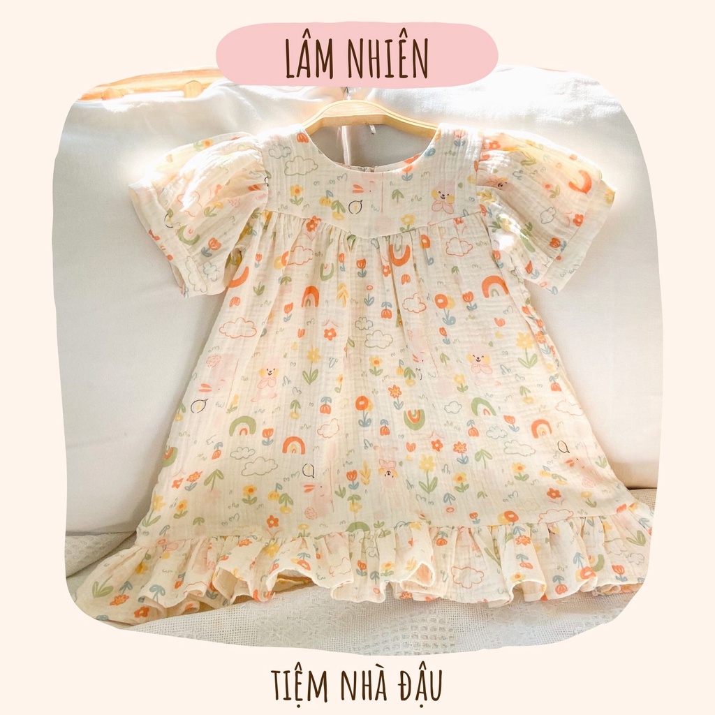 [Tiệm nhà Đậu] Lâm Nhiên - Đầm xô muslin bé gái thiết kế
