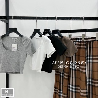 Set áo thun cổ U mix quần thô kẻ bbr