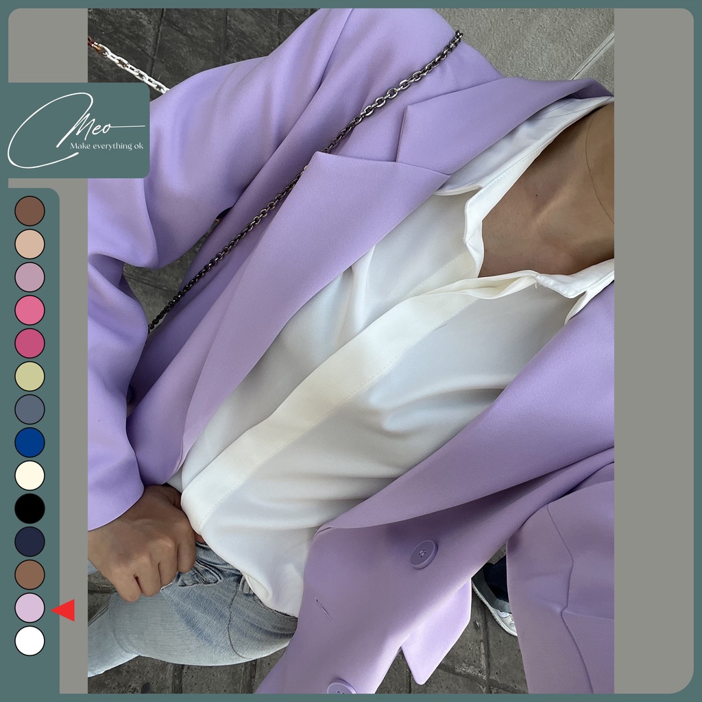 Áo blazer nữ áo vest dài tay màu tím pastel | BigBuy360 - bigbuy360.vn