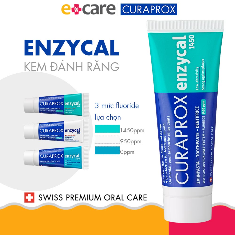 Kem đánh răng Curaprox Enzycal 1450 ngừa sâu răng 75ml