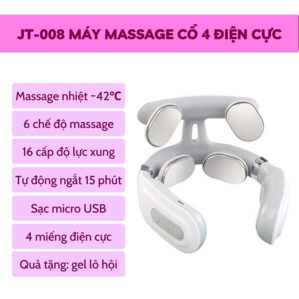 Máy massage cổ vai gáy, 4 đệm massage, máy mát xa cao cấp công nghệ nhật bản tặng kèm kem dưỡng
