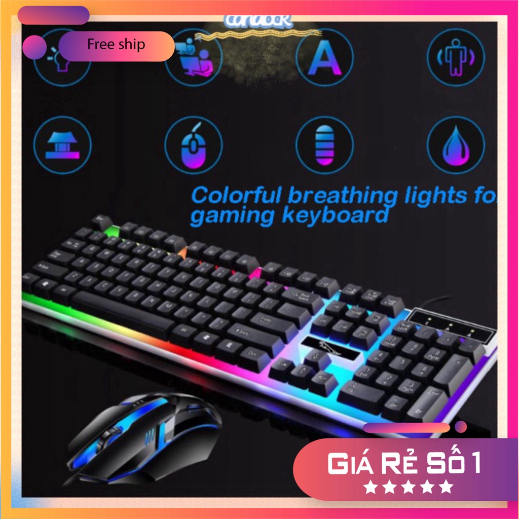 Bàn phím giả cơ gaming G21 kèm chuột có dây với đèn Led 7 màu chuyên dùng cho máy tính PC và Laptop chuột không dây | BigBuy360 - bigbuy360.vn