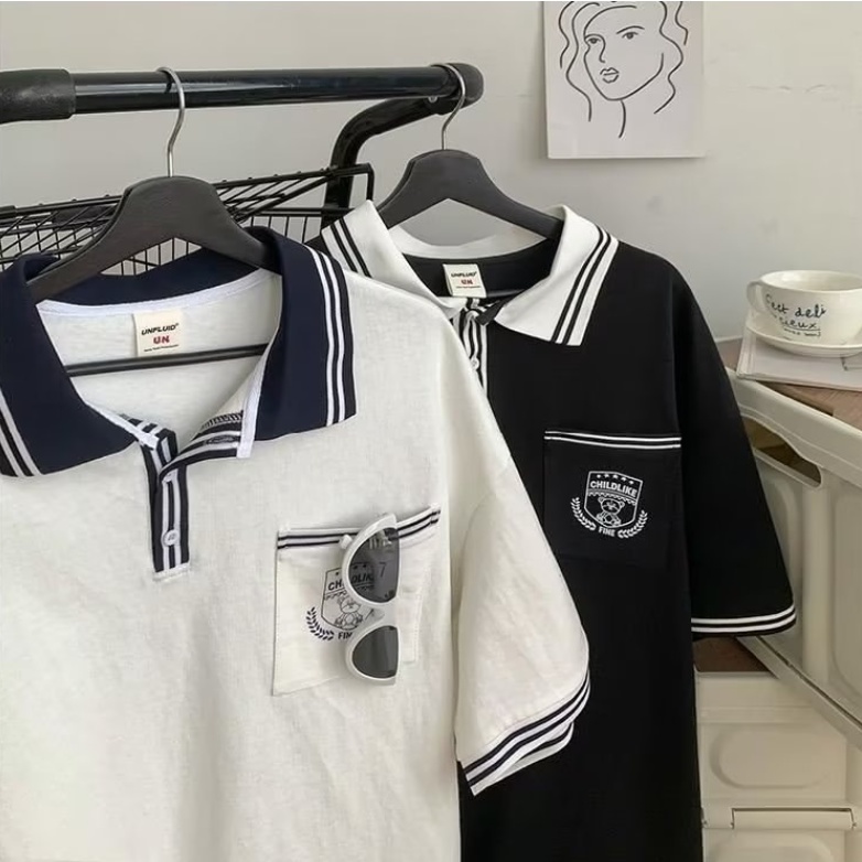 Áo Thun Polo Ngắn Tay Dáng Rộng Thời Trang Hàn Quốc Dành Cho Nam áo polo nam form rộng áo polo nữ áo polo nam trắng polo unisex áo polo nam đẹp