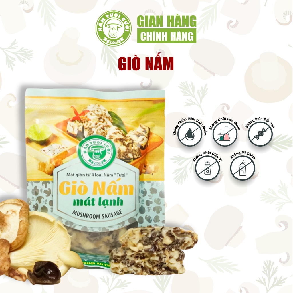 Giò Nấm Chay Tươi 200g Nấm Tươi Cười, Được Làm Từ 65% Nấm, Ăn Như Thạch Rau Câu, Dùng Liền