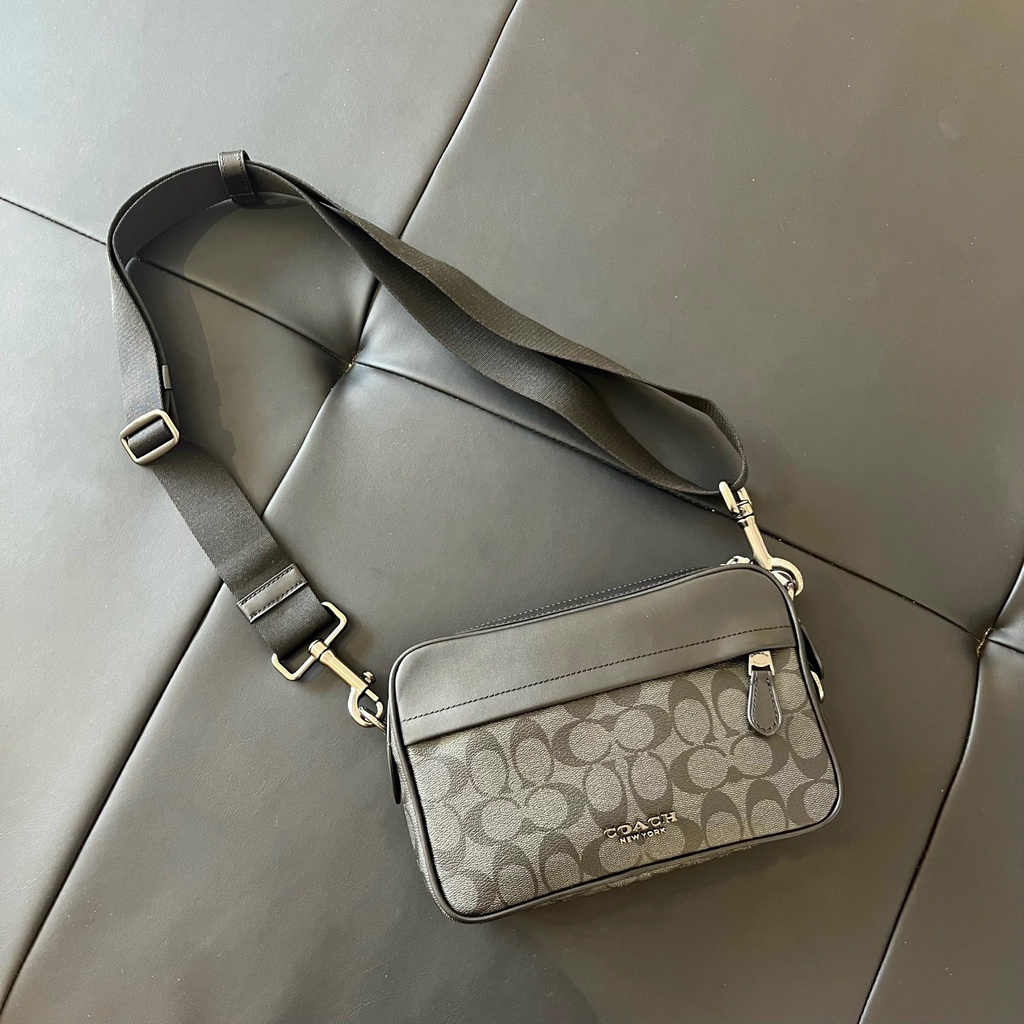 *CHÍNH HÃNG* Túi đeo chéo COACH GRAHAM CROSSBODY IN SIGNATURE CANVAS MÀU ĐEN XÁM - CODE: C4149