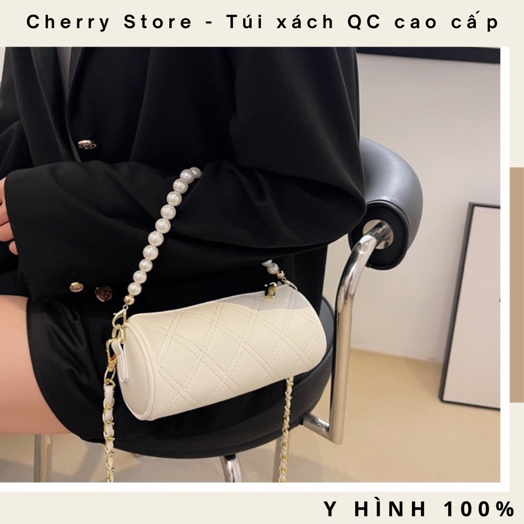 Túi hộp mini tròn trống cơm dây ngọc trần chỉ siêu đẹp hàng QC cao cấp có ảnh thật 5511