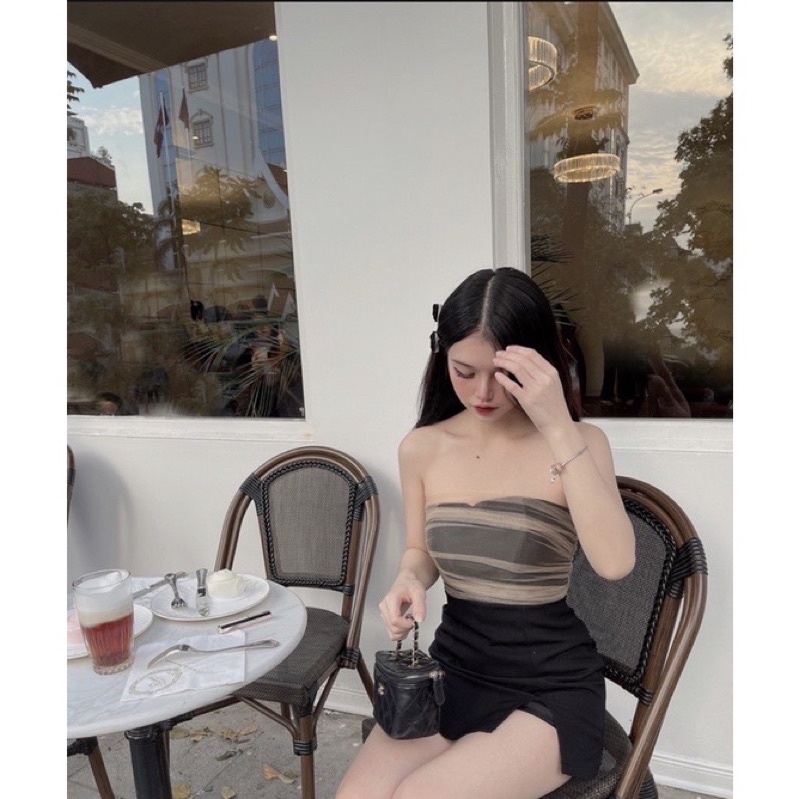 Set Áo Quây Phối Lưới Kèm Chân Váy Clara Dress Sang Chảnh