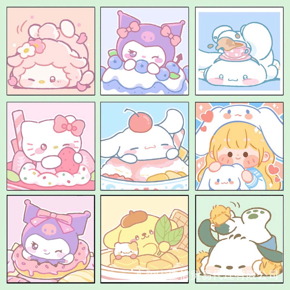 Tranh Tô Màu Nước Theo Số Hóa 20x20cm Hoạt Hình Mini Có Khung Vải Kèm Cọ Vẽ và Màu Vẽ