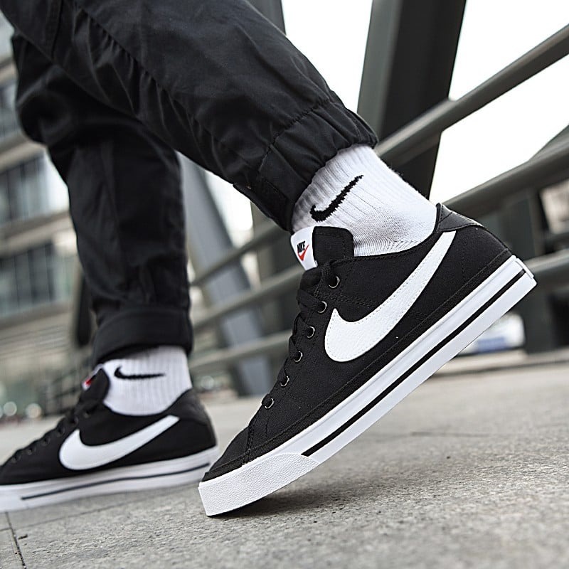 Giày Nike Court Legacy Canvas 'Black White' CW6539-002