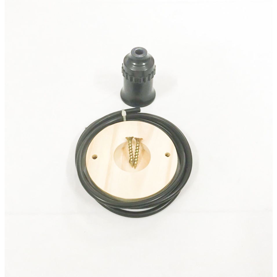 Bộ Dây Treo Đèn Thả Trần Trang Trí Đế Gỗ Đuôi Đèn E27 Dây Dài Một Mét